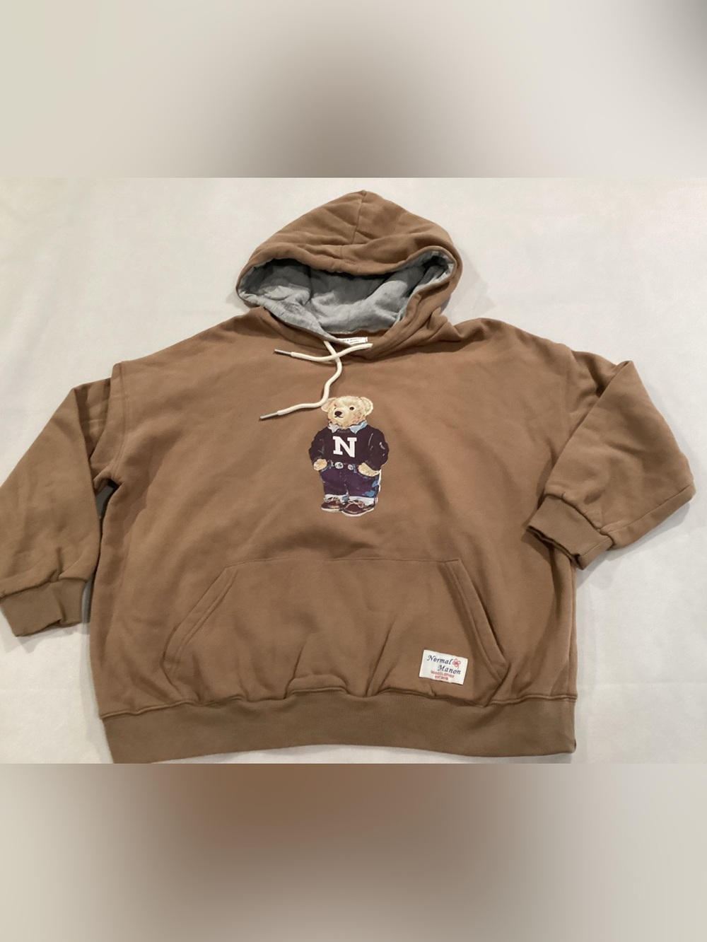 Normal Manon Brown Teddy Pullover Hoodie with Gray Lined Hood size small 9/17
